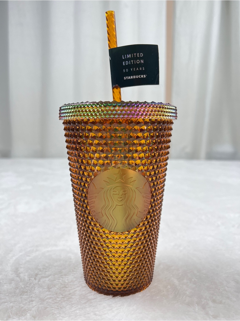 Starbucks 2021 50th Anniversary Honeycomb Gold Studded Tumbler 16oz NEW